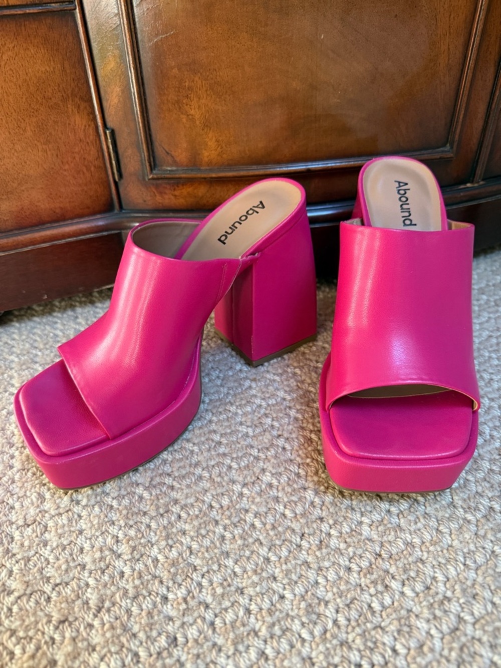Abound Nevada Women's Bright Pink Platform Block Heel Slide